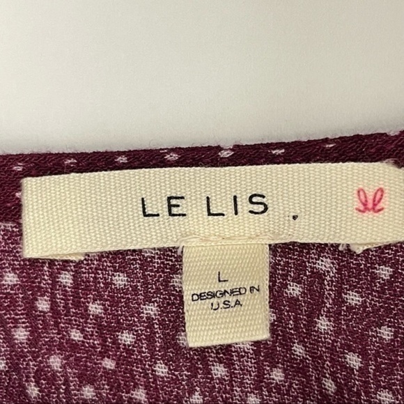 Anthropologie Le Lis Burgundy & White Polka Dot Ballet Core Dress NWOT - Picture 11 of 12